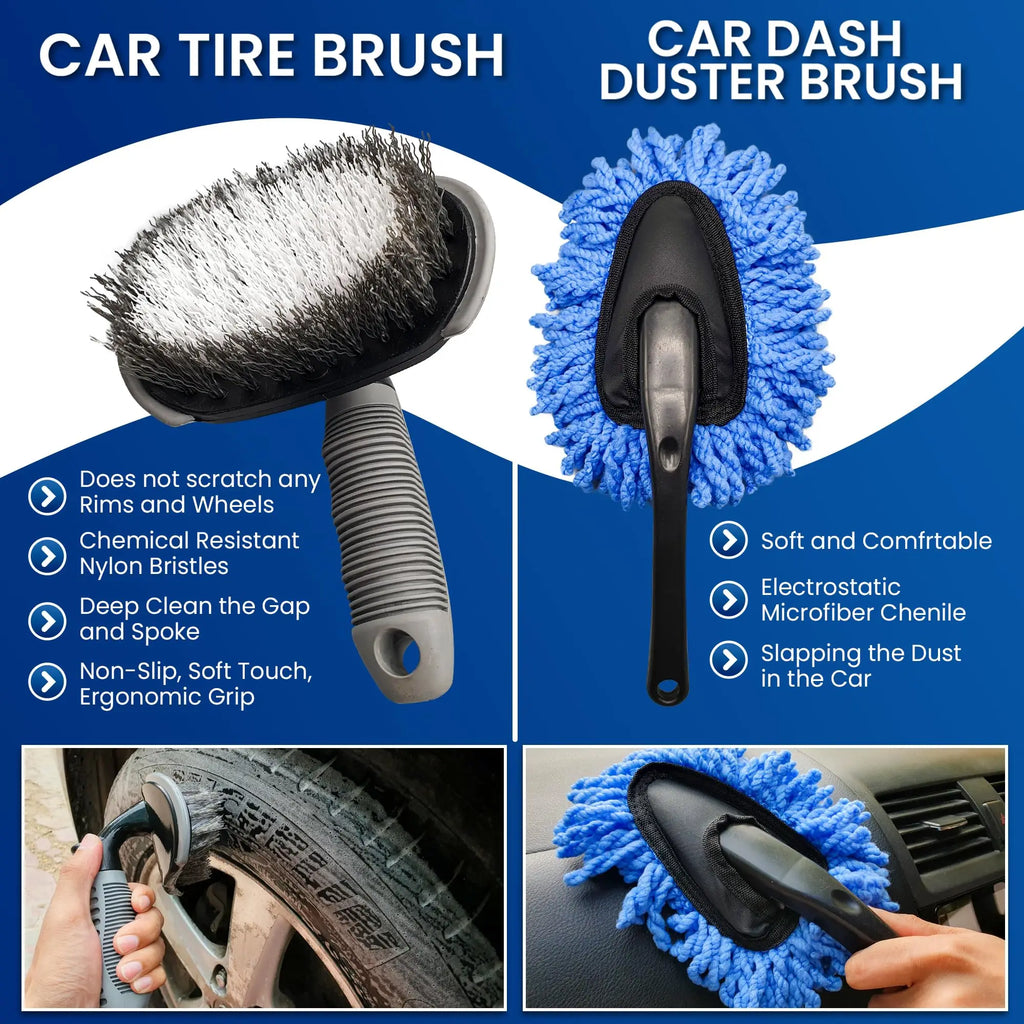 Car Detailing Brush Set - Interior & Exterior Cleaning Kit, 20/23pcs