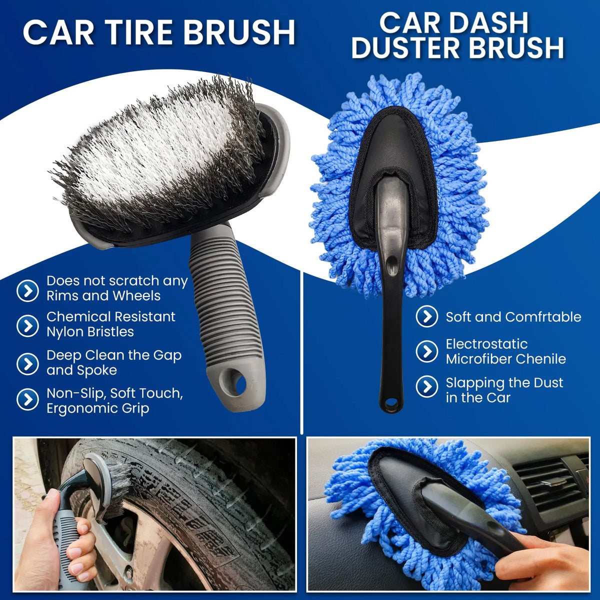 Car Detailing Brush Set - Interior & Exterior Cleaning Kit, 20/23pcs