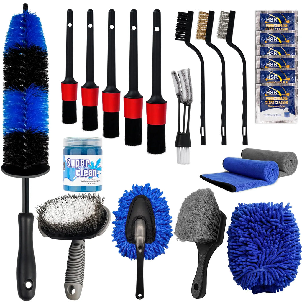 Car Detailing Brush Set - Interior & Exterior Cleaning Kit, 20/23pcs