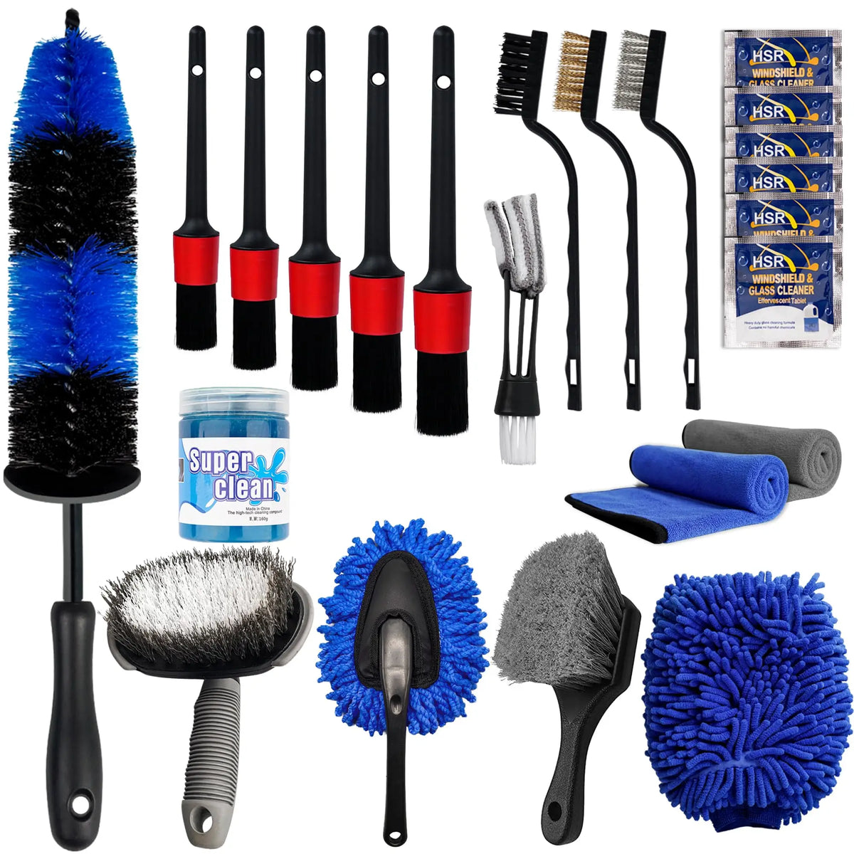 Car Detailing Brush Set - Interior & Exterior Cleaning Kit, 20/23pcs