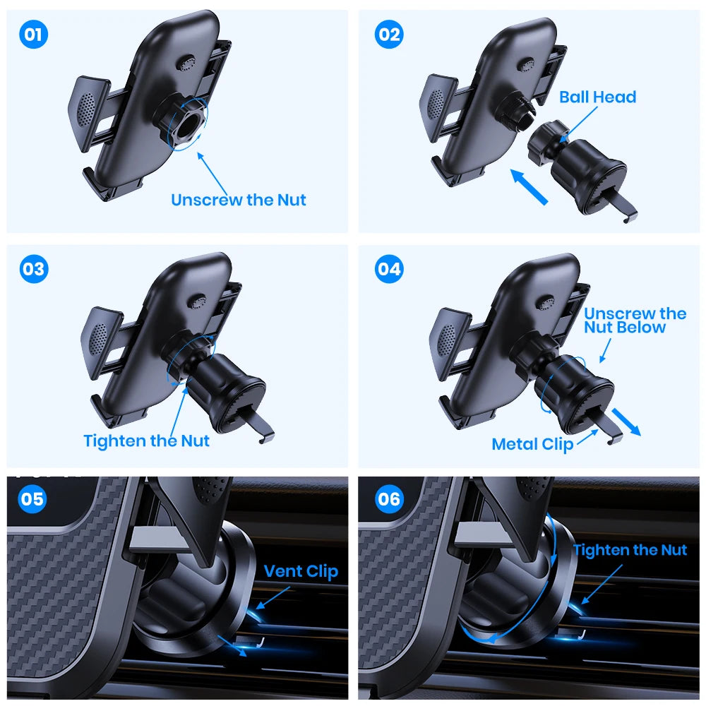 TOPK Auto-Locking Car Phone Holder – Secure Air Vent Mount for iPhone, Samsung & All Smartphones