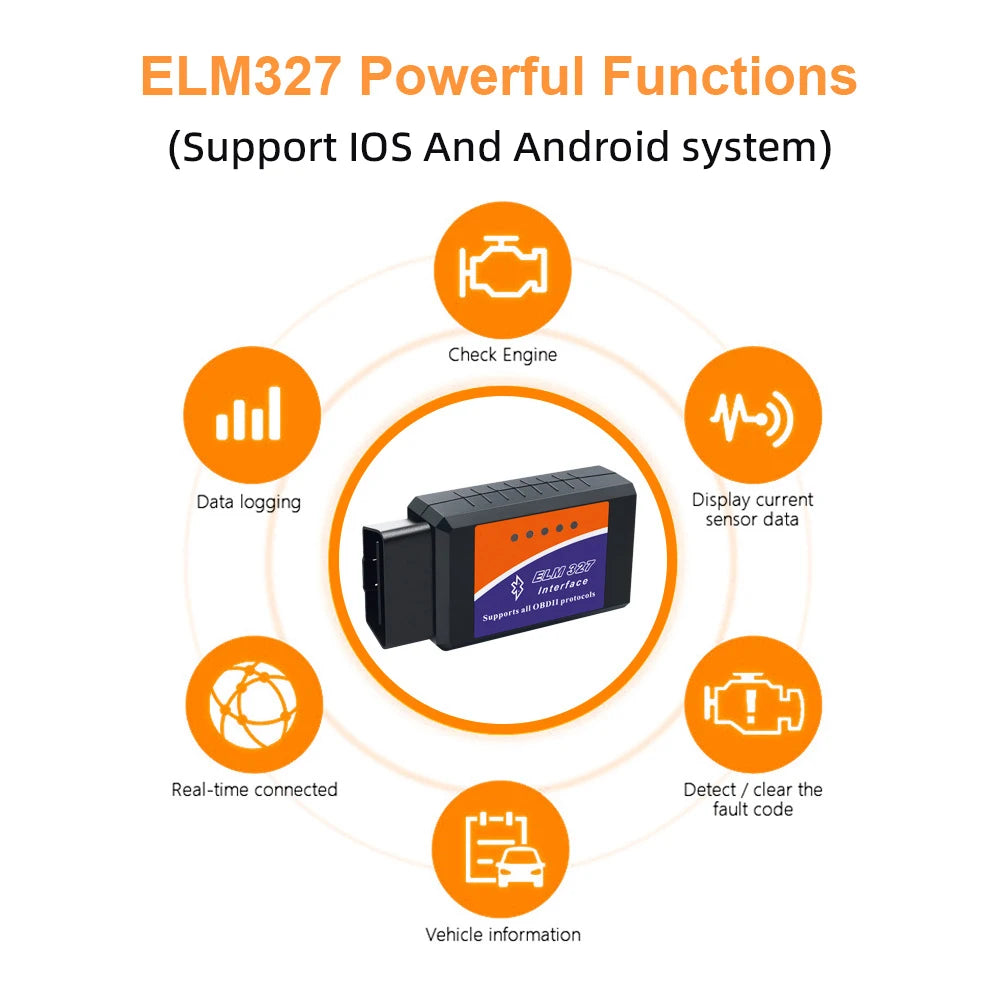 ELM327 V2.1 Bluetooth OBD2 Scanner - Car Diagnostic Code Reader