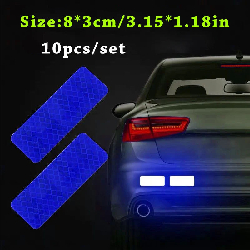 Car Bumper Reflective Safety Strip Stickers - Warning Tape (10pc)