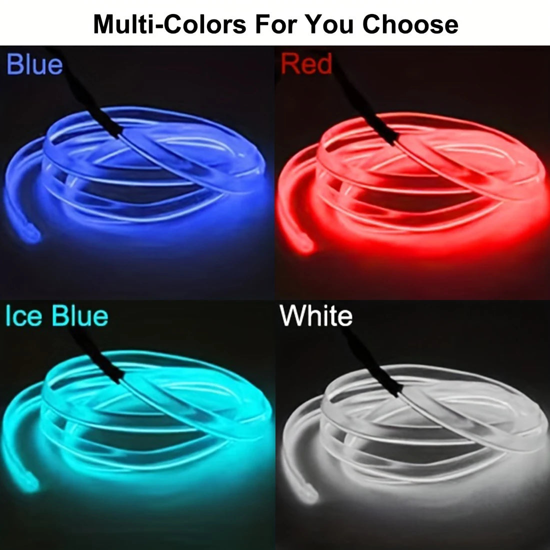 5m Neon EL Wire Car Interior Ambient Lighting Strip – Flexible USB LED Light Kit