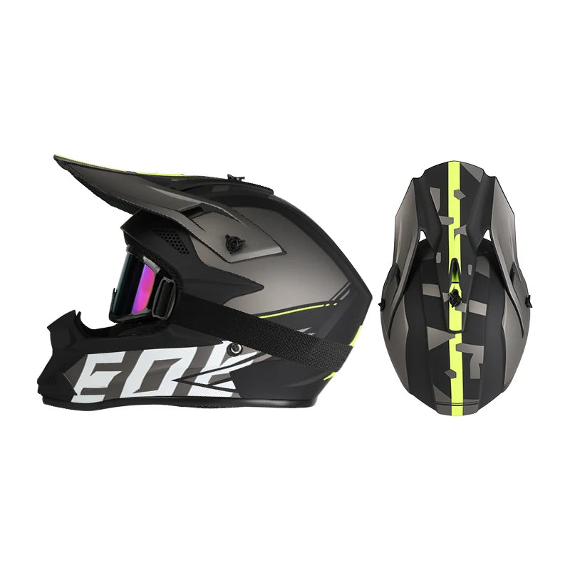 Off-Road Motorcycle Helmet - Full Face Rally Helmet with Goggles