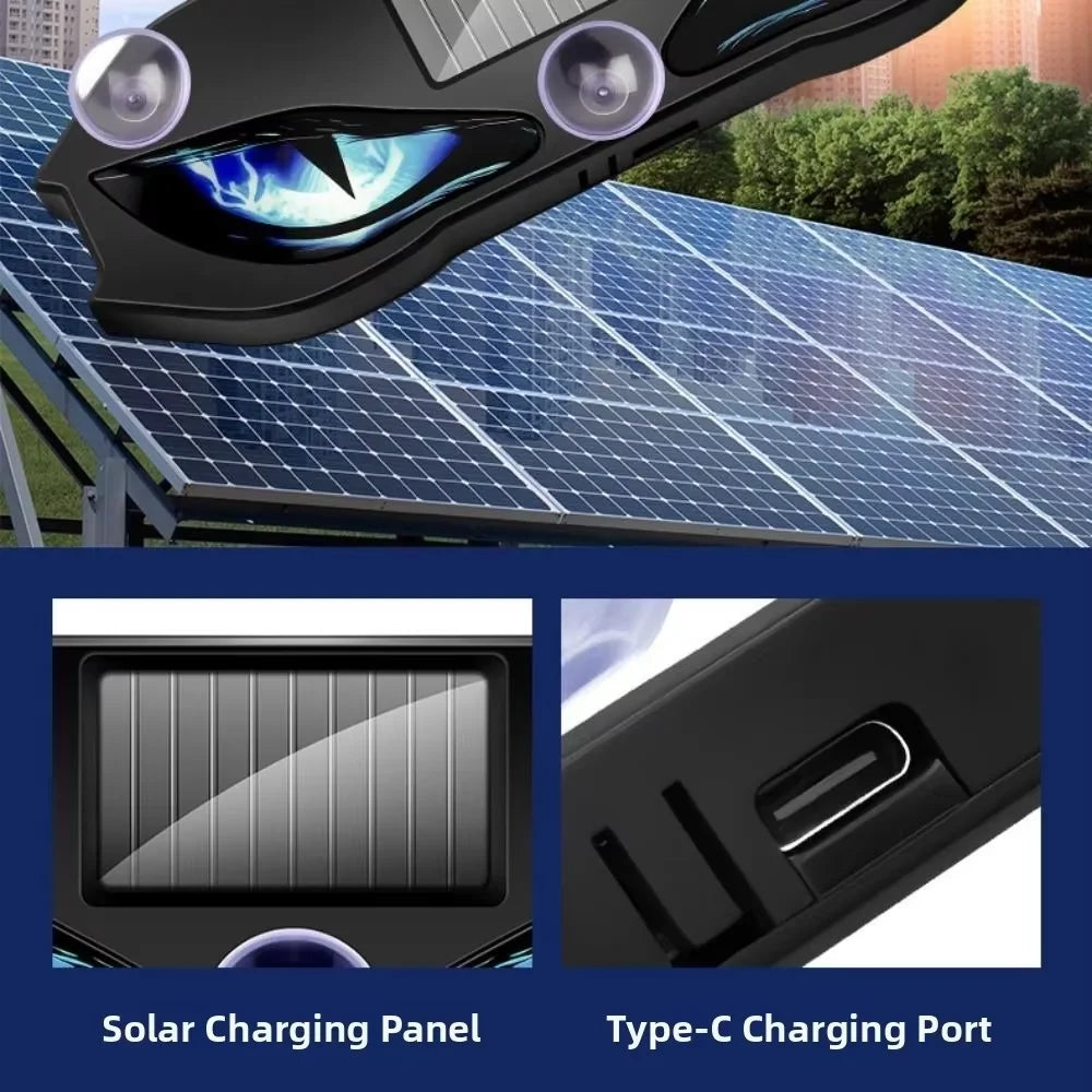 KEVANLY Solar Powered Car Demon Eye Warning Light – Flashing Anti-Collision Safety Light