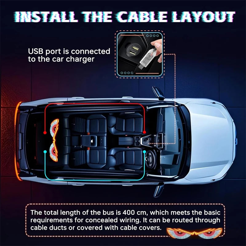 Dynamic LED Devil Eyes Car Windshield Light – USB Powered