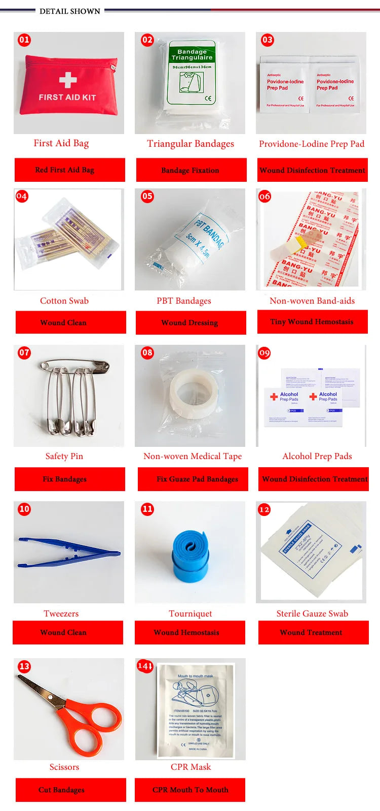 50pcs Portable First Aid Kit - Car Emergency Medical Bag