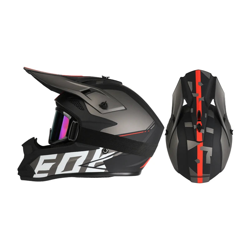 Off-Road Motorcycle Helmet - Full Face Rally Helmet with Goggles