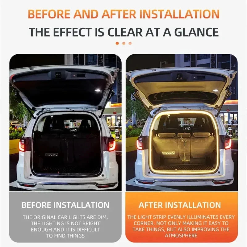Car Trunk LED Ambient Light Strip – Wireless Automatic Motion-Sensing Tailgate Lighting