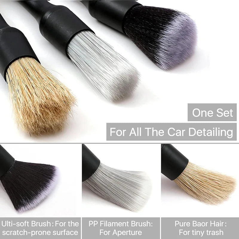 Car Cleaning Brush Set - Interior Detailing & Dust Brushes