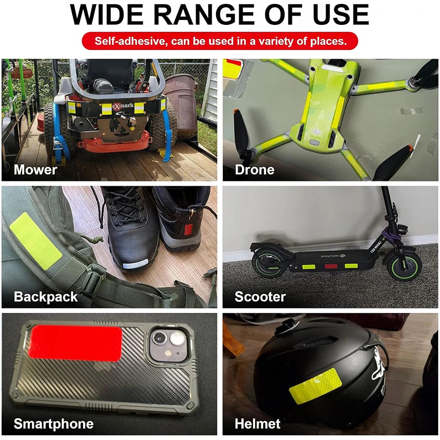Reflective Safety Stickers - Waterproof Night Vision Warning Strips (10pc)