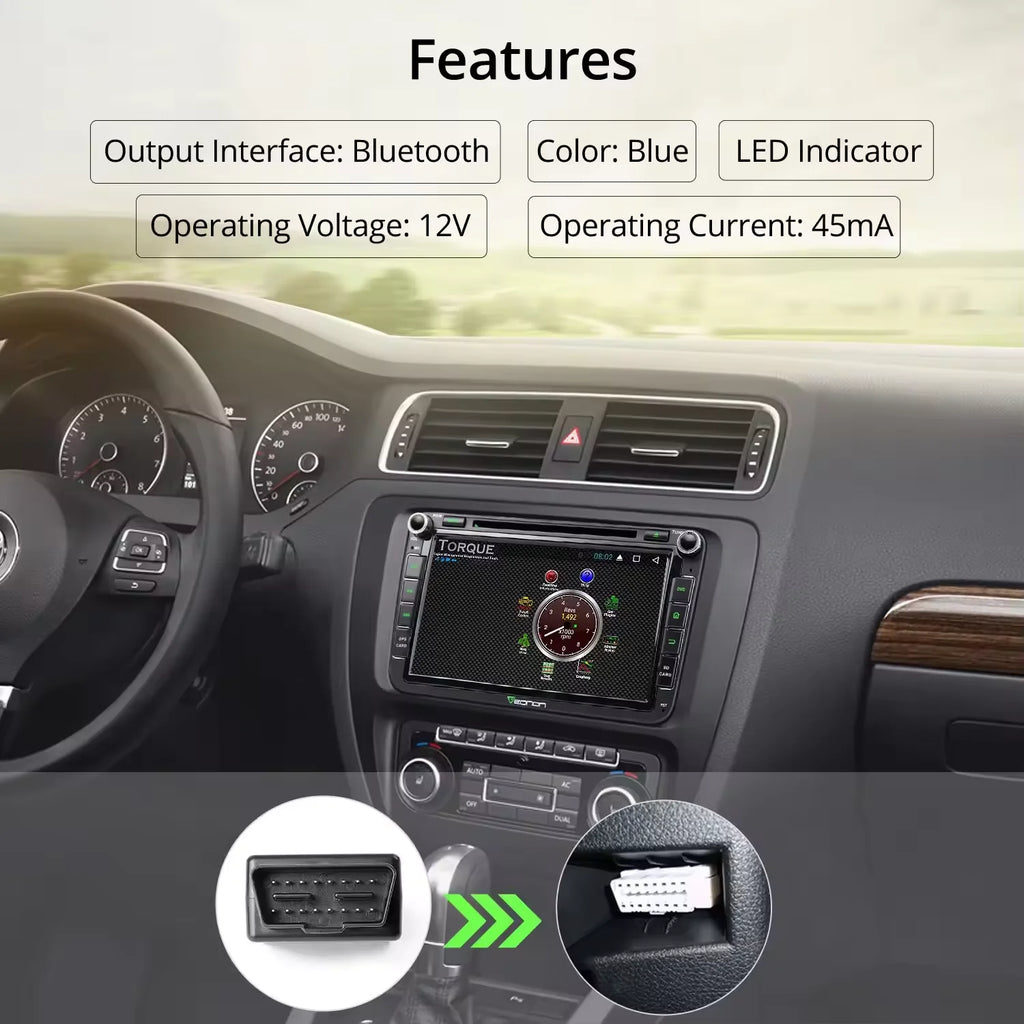 Wireless Bluetooth OBD2 Scanner ELM327 V1.5 – Car Engine Diagnostic Tool for iOS & Android