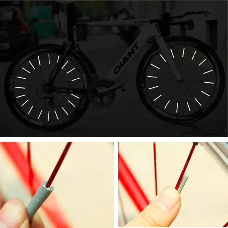 Bicycle Wheel Spoke Reflector Strips - 12Pcs Reflective Mount Clips