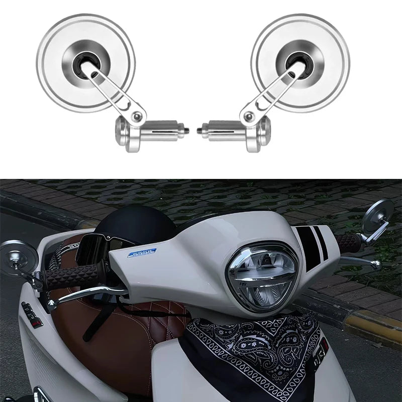 Motorcycle Handlebar Side Mirrors - Universal Fit for Harley, Honda, Vespa, Kawasaki, Yamaha, Royal Enfield Cafe Racer