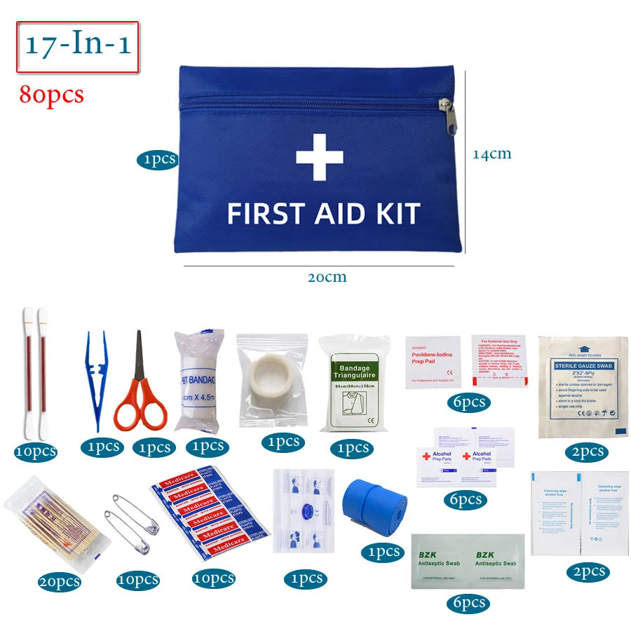 50pcs Portable First Aid Kit - Car Emergency Medical Bag