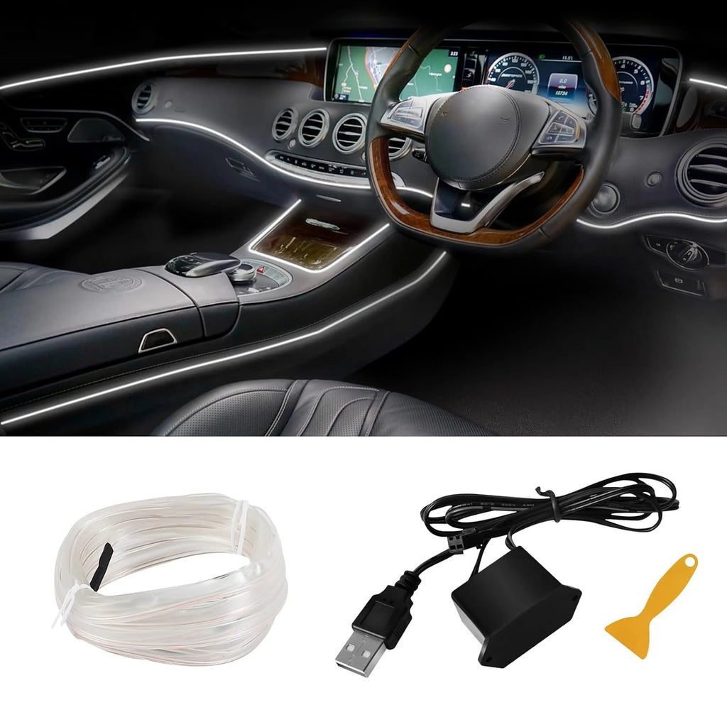 5m Neon EL Wire Car Interior Ambient Lighting Strip – Flexible USB LED Light Kit