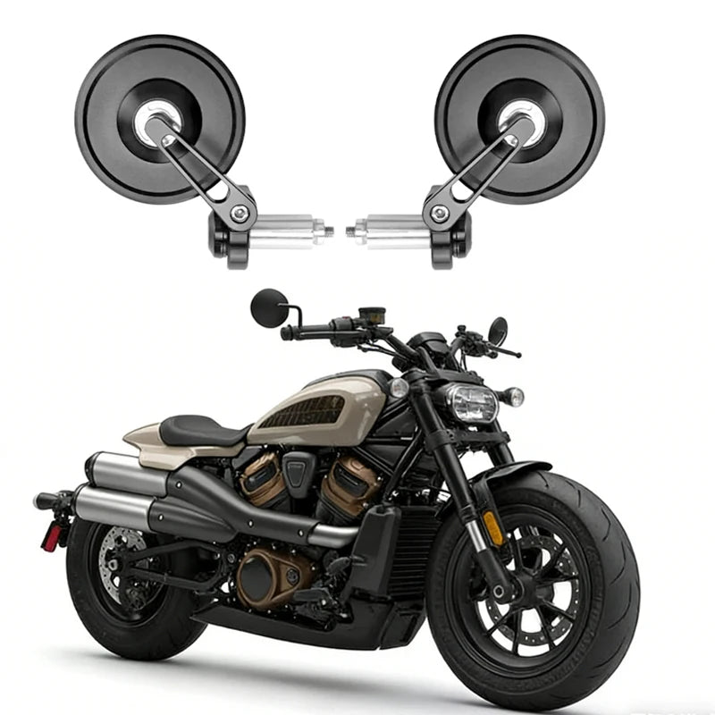 Motorcycle Handlebar Side Mirrors - Universal Fit for Harley, Honda, Vespa, Kawasaki, Yamaha, Royal Enfield Cafe Racer