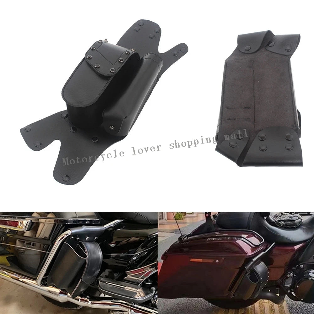 Motorcycle Saddlebag Tool & Water Bottle Holder - Guard Bag for Harley Touring, Road King, Electra Glide
