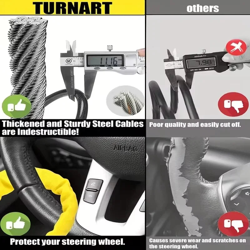 Car Steering Wheel Lock – Anti-Theft Steel Cable Security Device