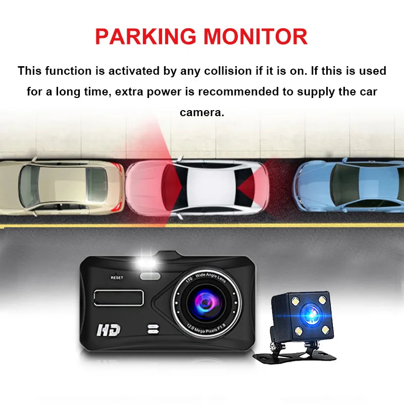 1080P Touch Screen Dash Cam - Front & Rear Car DVR with Night Vision