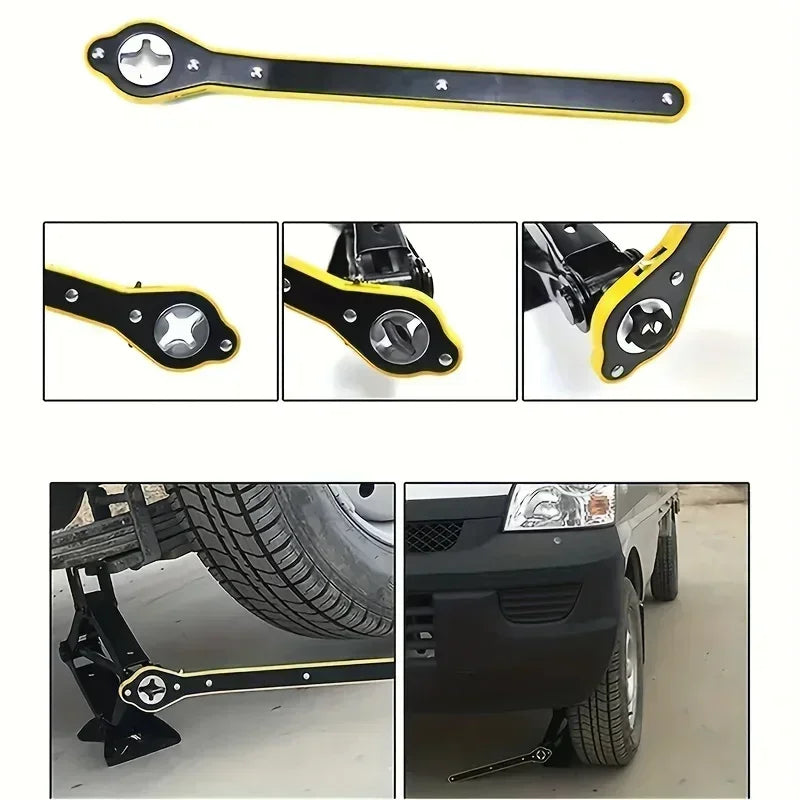 Labor-Saving Scissor Jack Ratchet Wrench - Garage Tire Lug Wrench Tool