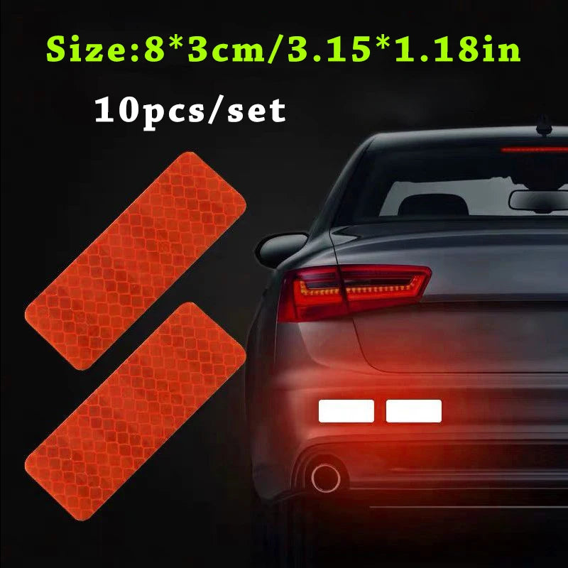 Car Bumper Reflective Safety Strip Stickers - Warning Tape (10pc)