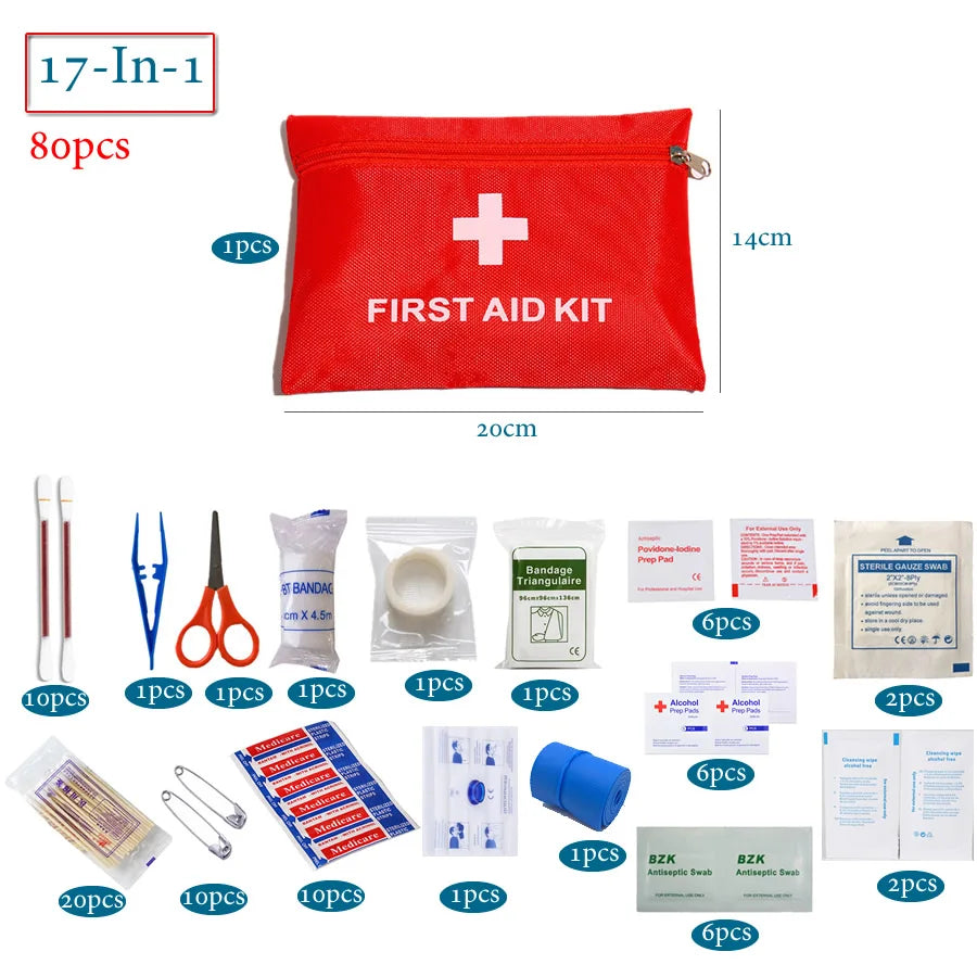 50pcs Portable First Aid Kit - Car Emergency Medical Bag