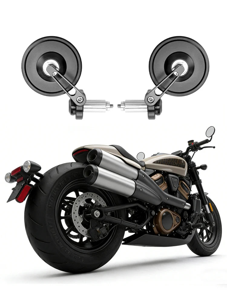 Motorcycle Handlebar Side Mirrors - Universal Fit for Harley, Honda, Vespa, Kawasaki, Yamaha, Royal Enfield Cafe Racer