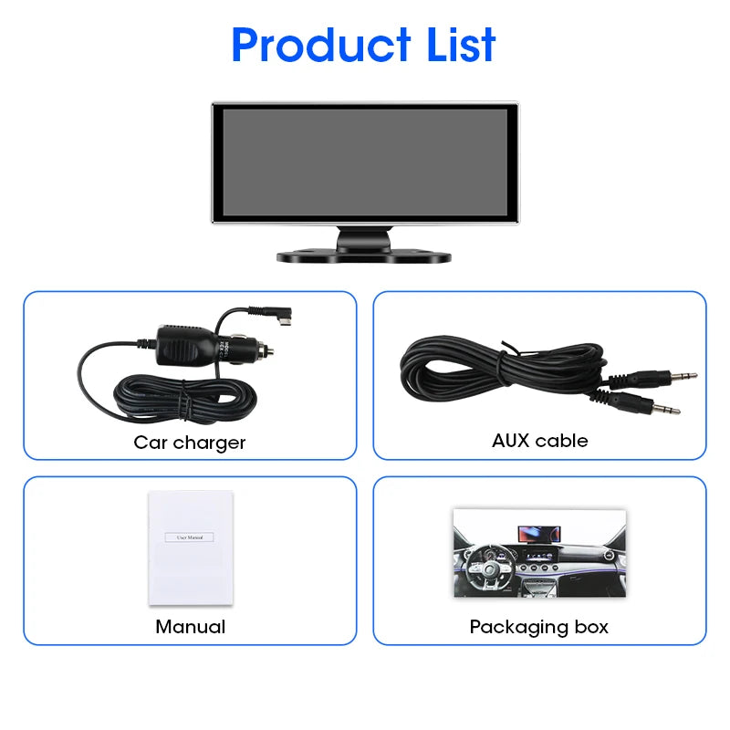 10"/11.26" 4K Dash Cam - Wireless CarPlay & Android Auto GPS Navigation, Dual Lens DVR with WiFi & FM