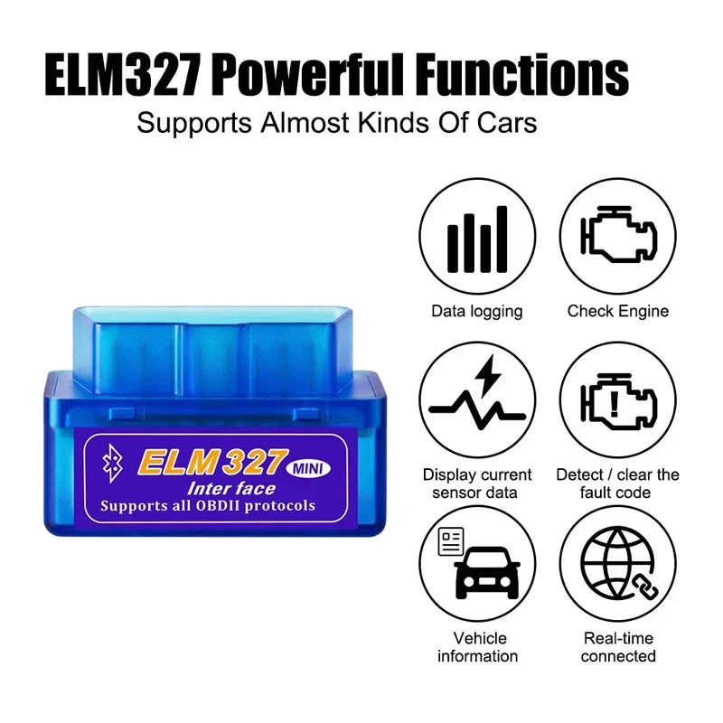 Mini ELM327 Bluetooth OBD2 Scanner - Car Diagnostic Code Reader