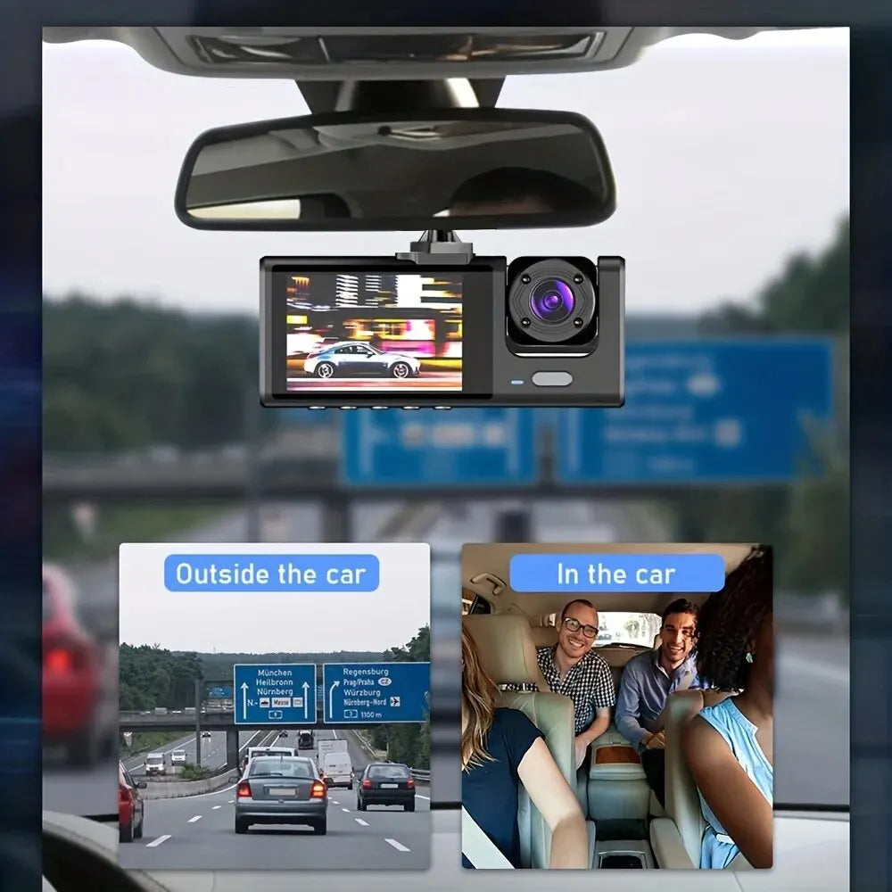 1080P Dual Dash Cam - Front & Inside Car Camera with IR Night Vision, Loop Recording, Wide Angle