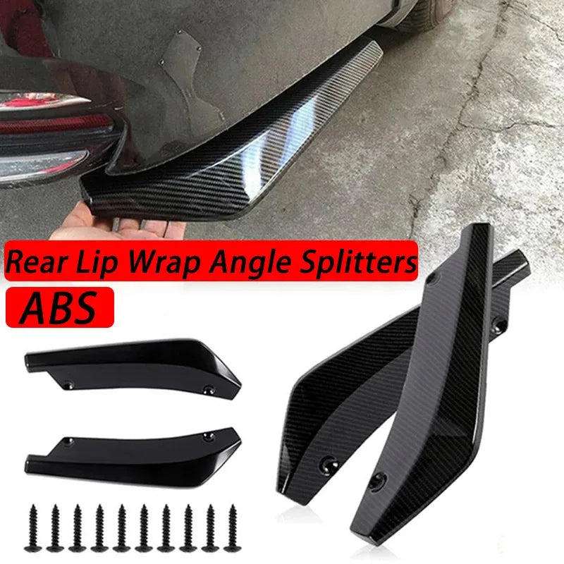 2Pcs Universal Car Rear Bumper Lip Diffuser Splitter – Carbon Fiber Scratch Protector