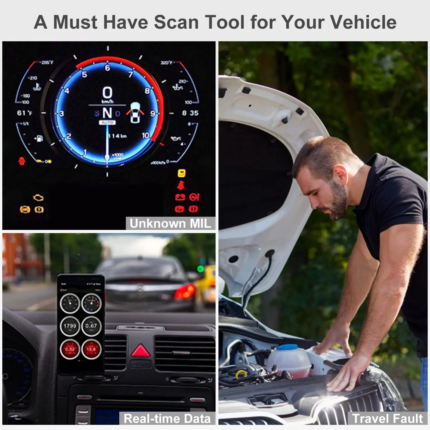 Wireless Bluetooth OBD2 Scanner ELM327 V1.5 – Car Engine Diagnostic Tool for iOS & Android