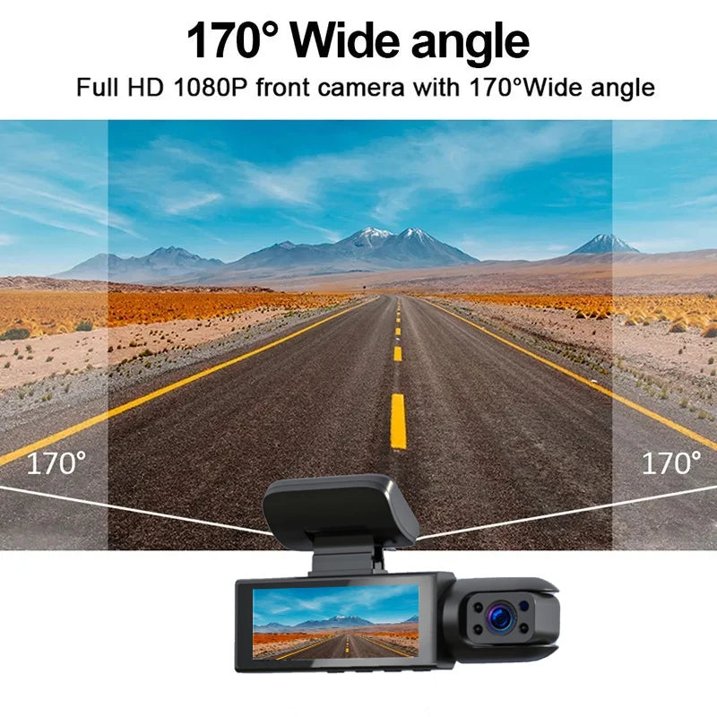 1080P Dual Dash Cam - Front & Inside View Car DVR with WiFi, Loop Recording & App Monitor