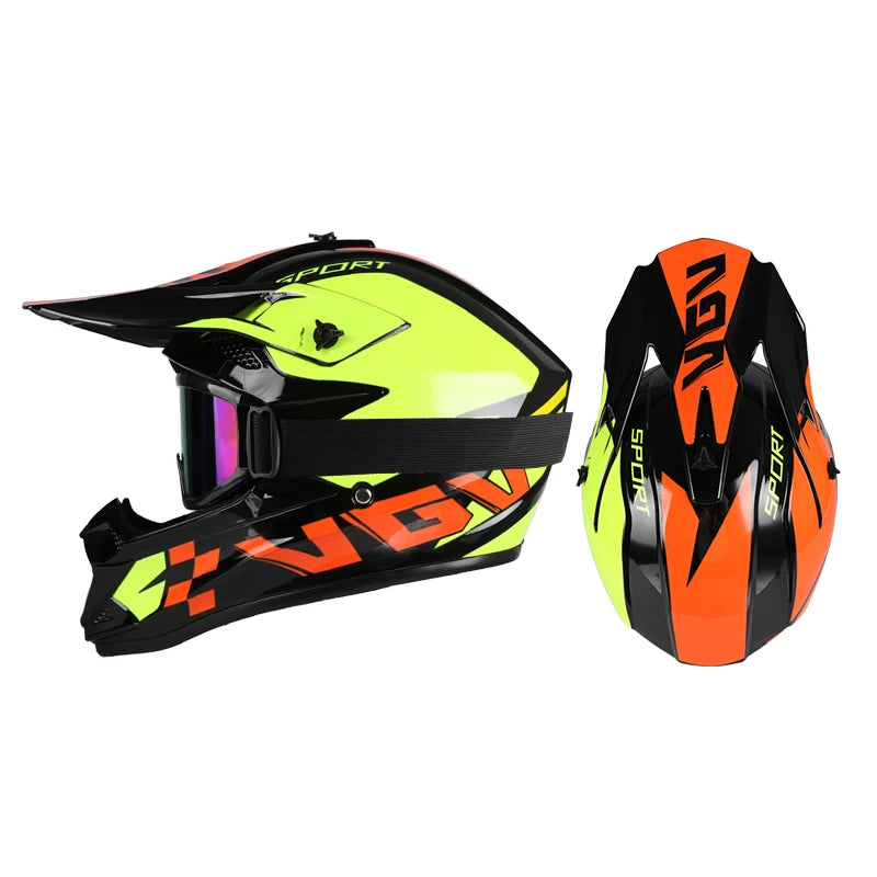 Off-Road Motorcycle Helmet - Full Face Rally Helmet with Goggles