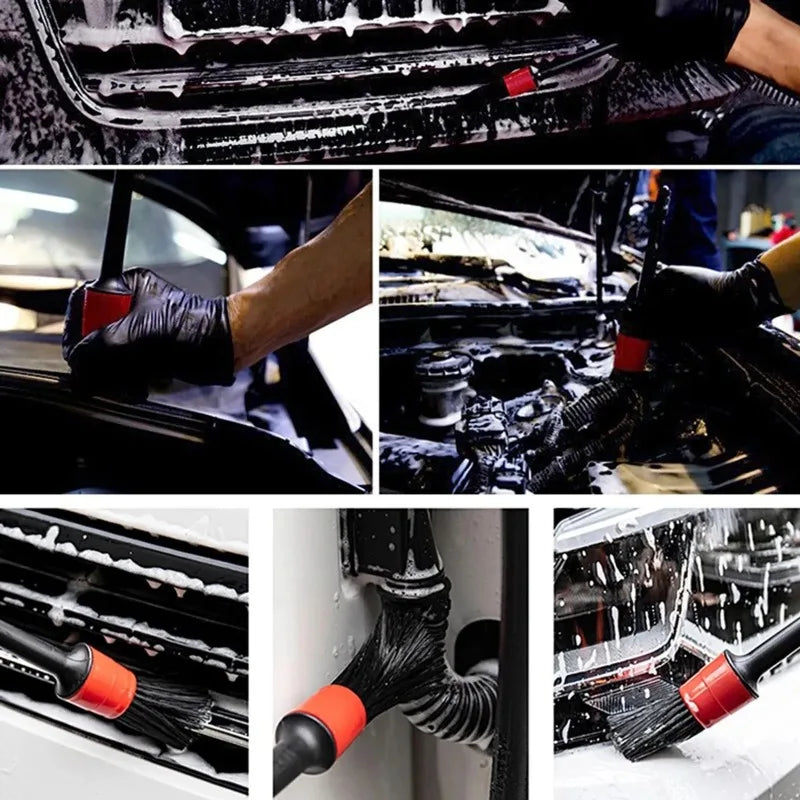 5Pcs Car Cleaning Brush Kit - Interior & Wheel Detailing Set