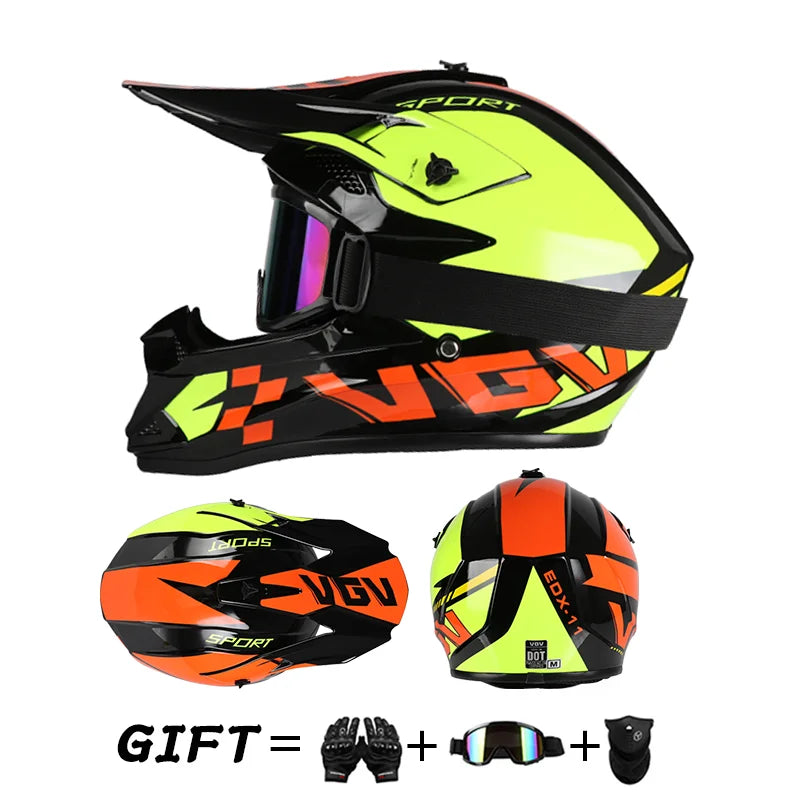 Off-Road Motorcycle Helmet - Full Face Rally Helmet with Goggles