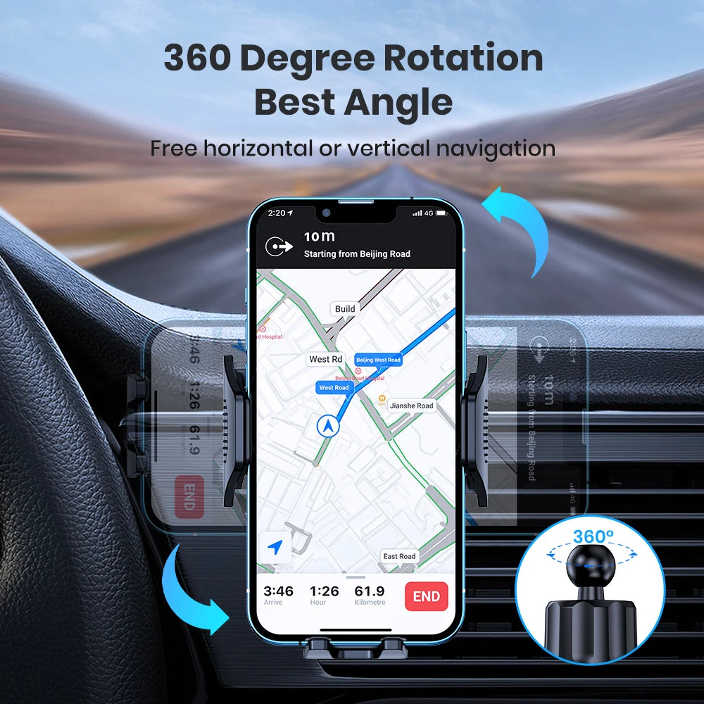 TOPK Auto-Locking Car Phone Holder – Secure Air Vent Mount for iPhone, Samsung & All Smartphones