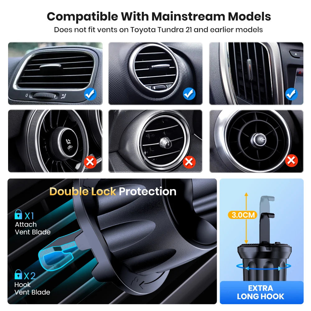 TOPK Auto-Locking Car Phone Holder – Secure Air Vent Mount for iPhone, Samsung & All Smartphones