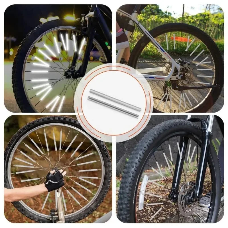 Bicycle Wheel Spoke Reflector Strips - 12Pcs Reflective Mount Clips