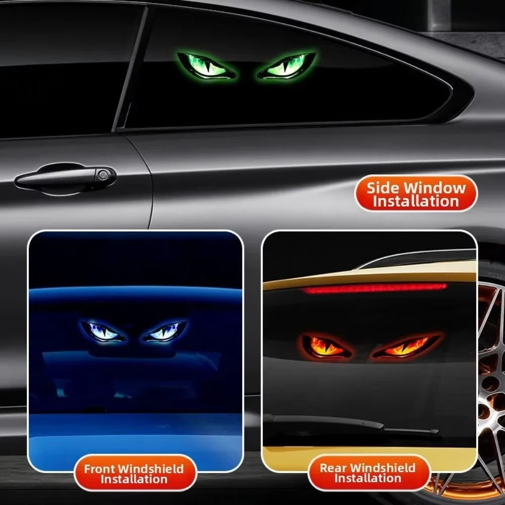 KEVANLY Solar Powered Car Demon Eye Warning Light – Flashing Anti-Collision Safety Light