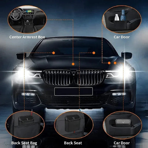 Mini Car Trash Can with Lid – Leakproof Car Garbage Bin for Auto Interior