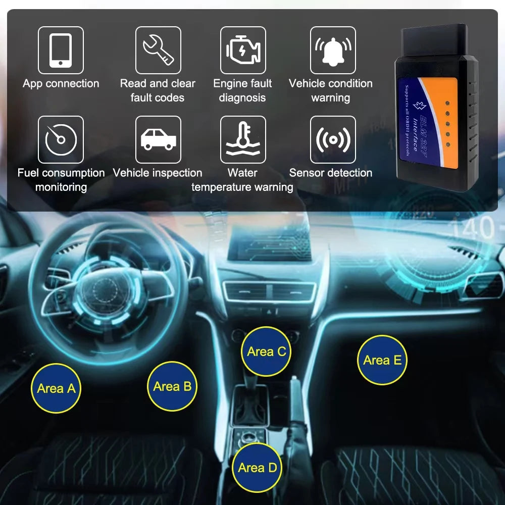 ELM327 V2.1 Bluetooth OBD2 Scanner - Car Diagnostic Code Reader
