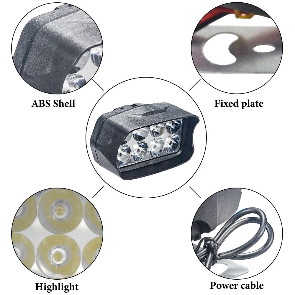 Motorcycle LED Headlight - Waterproof Auxiliary Driving Spotlight