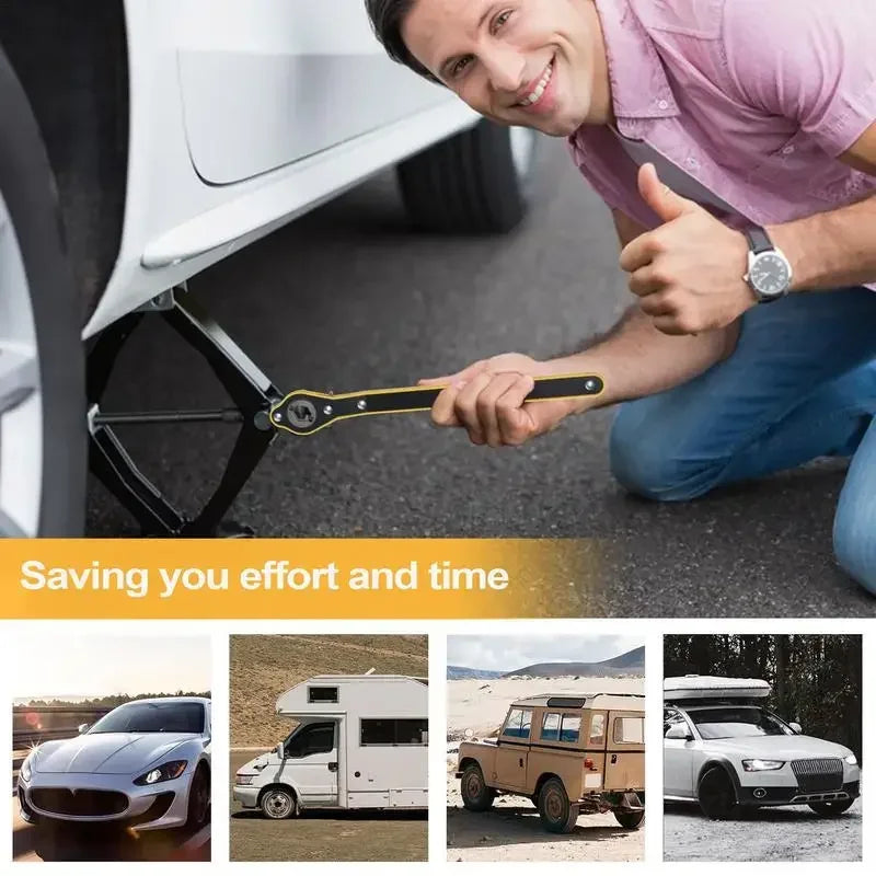 Car Scissor Jack Ratchet Wrench – Labor-Saving Tire Lug Wrench Handle