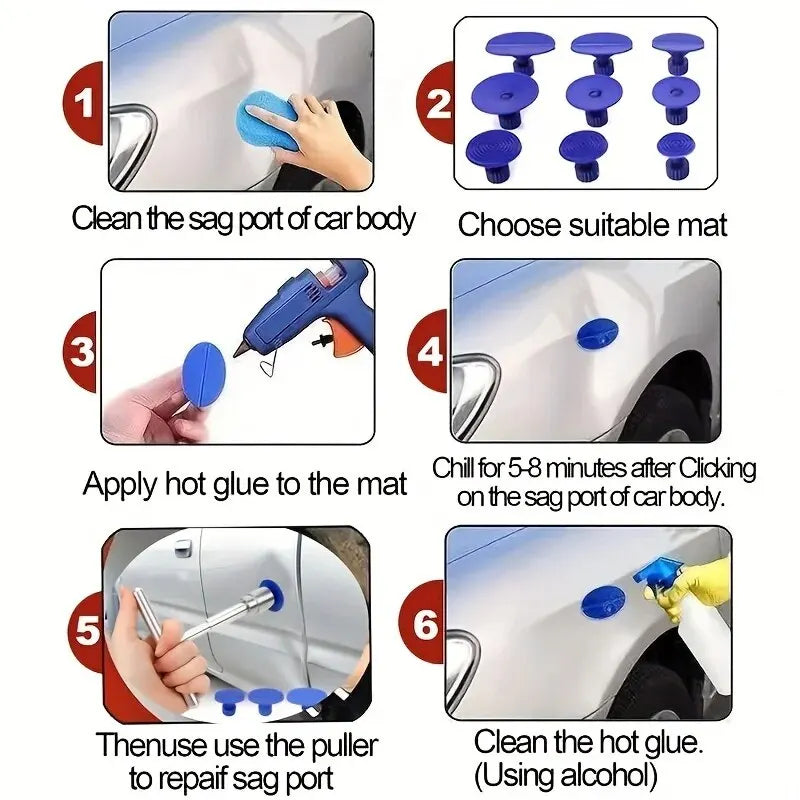 Paintless Dent Repair Kit - Auto Body Sheet Metal Dent Puller Hand Tool Set