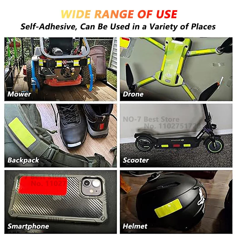 Helmet Safety Reflective Warning Stickers - Waterproof High-Visibility Strip (10pc)