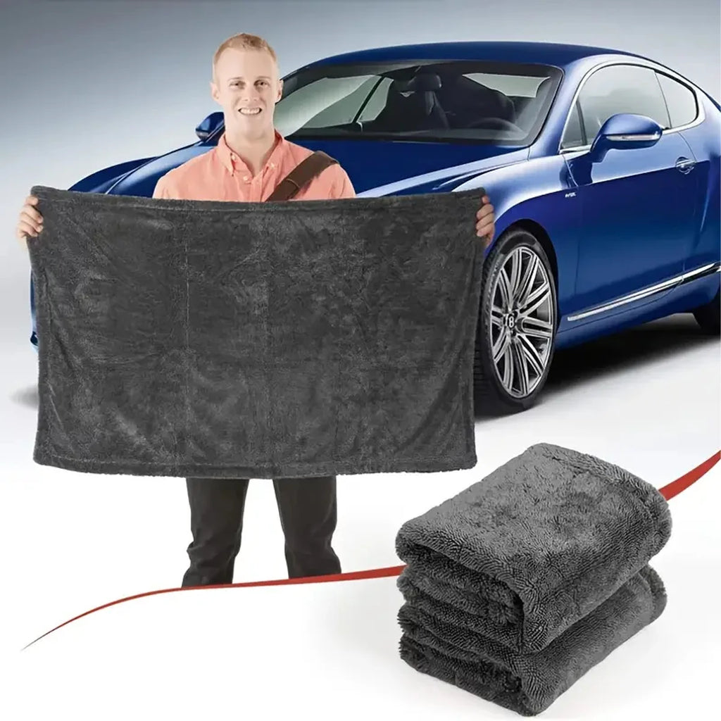 Dark Gray Microfiber Car Towel - Oversized, Strong Absorbent Cleaning Cloth