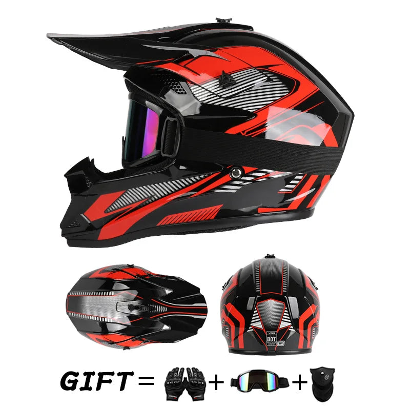 Off-Road Motorcycle Helmet - Full Face Rally Helmet with Goggles